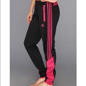 ISO PINK & BLACK ADIDAS JOGGERS/ SOCCER PANTS